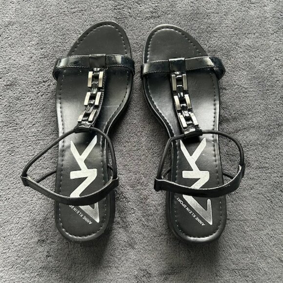 Anne Klein Sport Black Sandals, Size 8.5M - Picture 1 of 6